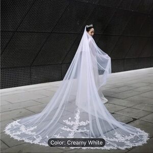 Romantic Soft Tulle Wedding Veil Long Lace Bridal Cathedral Veil For Brides